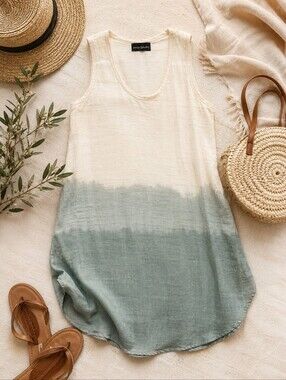 Jennifer Fukushima Silk Blend Ombre Dress Minimalist Coastal Tunic Small